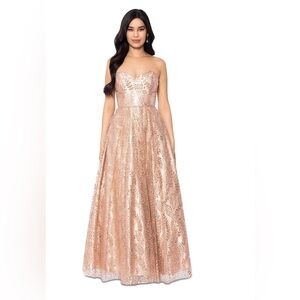 Blondie Nights Juniors Pink Strapless Sequined Ball Gown Dress Size 4